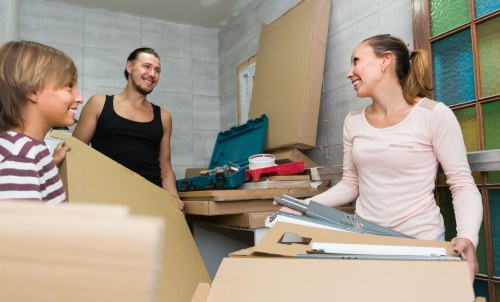 Flat removals team working in Finchley apartment building