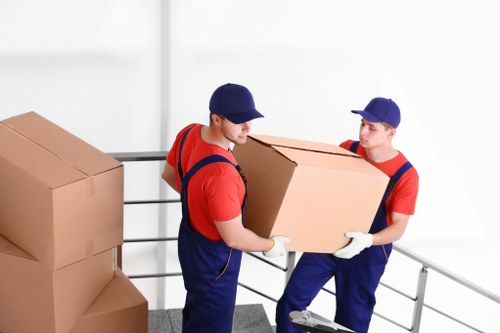 Packing and labelling office items for a Finchley relocation