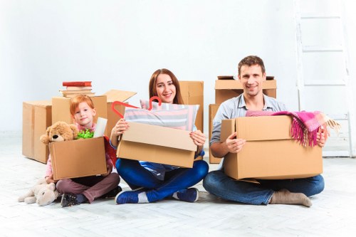 Low-carbon moving van loading reusable furniture and recyclable packing items