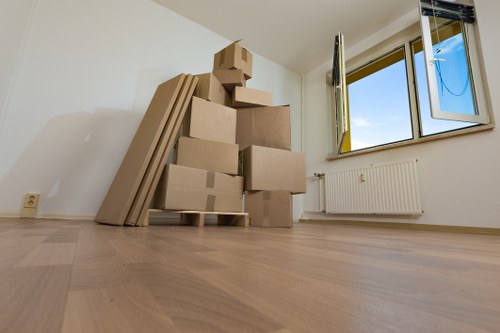 Residential and business removals support in Finchley with boxes and furniture