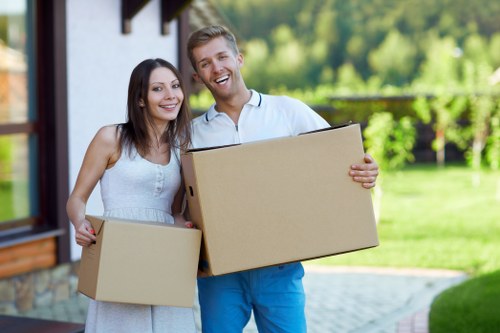 Packed boxes ready for apartment removals in Finchley